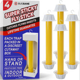 BugBane fly-stick traps close-up showing ultra-sticky glue for rapid capture.