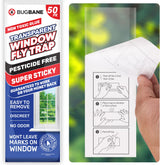 BugBane window fly trap closeup shows ultra-sticky surface for indoor capture.