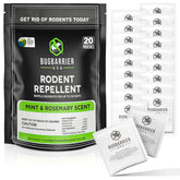 BugBarrier 20-pack resealable pouches for natural rodent deterrence