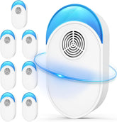 BugBeat 8-pack ultrasonic repeller front view showing compact pest deterrent.