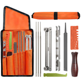 Buhobha sharpening kit in a roll-up case for portable maintenance.