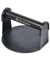 Bulado burger press 6-inch round with non-stick surface for easy patty release.