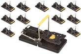 Bullseye 12-pack mouse traps for indoor and outdoor use with reliable control.