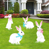 Bunny Chorus Easter bunny yard sign with stakes for outdoor display