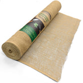 Burloptuous burlap roll full-length view showing natural jute fabric for garden protection.