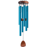 Bursvik 37-inch blue aluminium wind chime hanging on patio for calming breeze sounds