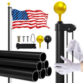 Butizone 20ft flag pole kit in assembly for quick setup.