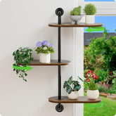 BUTUNITA rotating window shelf 3-tier displaying sun-loving plants for compact spaces