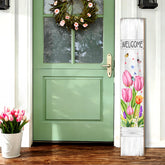 Buxjexh Spring Flower Welcome Sign on front porch enhances curb appeal with floral charm