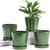 BuyMAX ceramic 5-inch plant pot with drainage for healthier roots