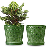 BUYMAX patina ceramic plant pot front view, ideal for stylish indoor displays.