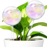 Bvrbaory iridescent self-watering globes close-up showing rainbow hues for healthy indoor plants.