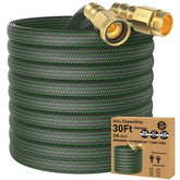 BYDA 30ft lightweight hose extended outdoors for easy watering and maneuverability.