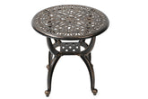 C G Patio Casa round copper end table top showing elegant craftsmanship and outdoor durability