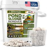 Cabin Obsession Pond Sludge Remover pellets sinking to digest muck.