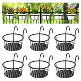 CADANI iron hanging plant holder pack6 on a balcony rail for sturdy decor.