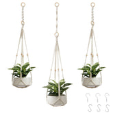 CADNLY white macrame hanger 3-pack for stylish indoor plant displays.