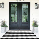 CAINANEL buffalo plaid outdoor rug front door mat enhances curb appeal and outdoor durability.
