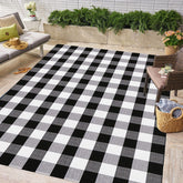 CAINANEL buffalo plaid rug front door mat highlighting timeless entryway style and practicality.