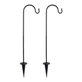 CALIDAKA two-pack adjustable shepherd hooks secure outdoor decor at 26.77 inches.