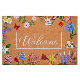 Calloway Mills Butterfly Garden welcome doormat with colorful blooms invites guests and reduces dirt.