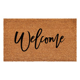 Calloway Mills cursive welcome doormat, 24x48, blends style with effective shoe scraping.