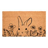 Calloway Mills Floral Bunny Doormat front view with welcoming charm and dirt scraping.