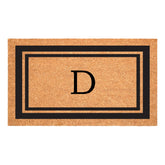 Calloway Mills monogram doormat with black border welcomes guests at the door
