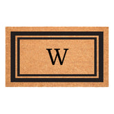 Calloway Mills monogram doormat with black border and W, helps keep entry clean.