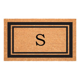 Calloway Mills monogram doormat with black border and S enhances entry style.