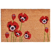 Calloway Mills Red Poppies doormat front view showing durable coir that scrapes dirt