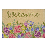 Calloway Mills Welcome Floral Doormat front view showing durable coir that scrapes dirt