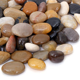Calofulston river rocks mixed color closeup, smooth rounded stones for garden beds