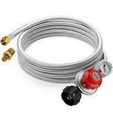 CALPOSE 15ft regulator hose with gauge for turkey fryers, precise flame control.