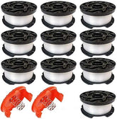 CALU LUKY AF-100 spool closeup showing durable 0.065-inch line for quick trims