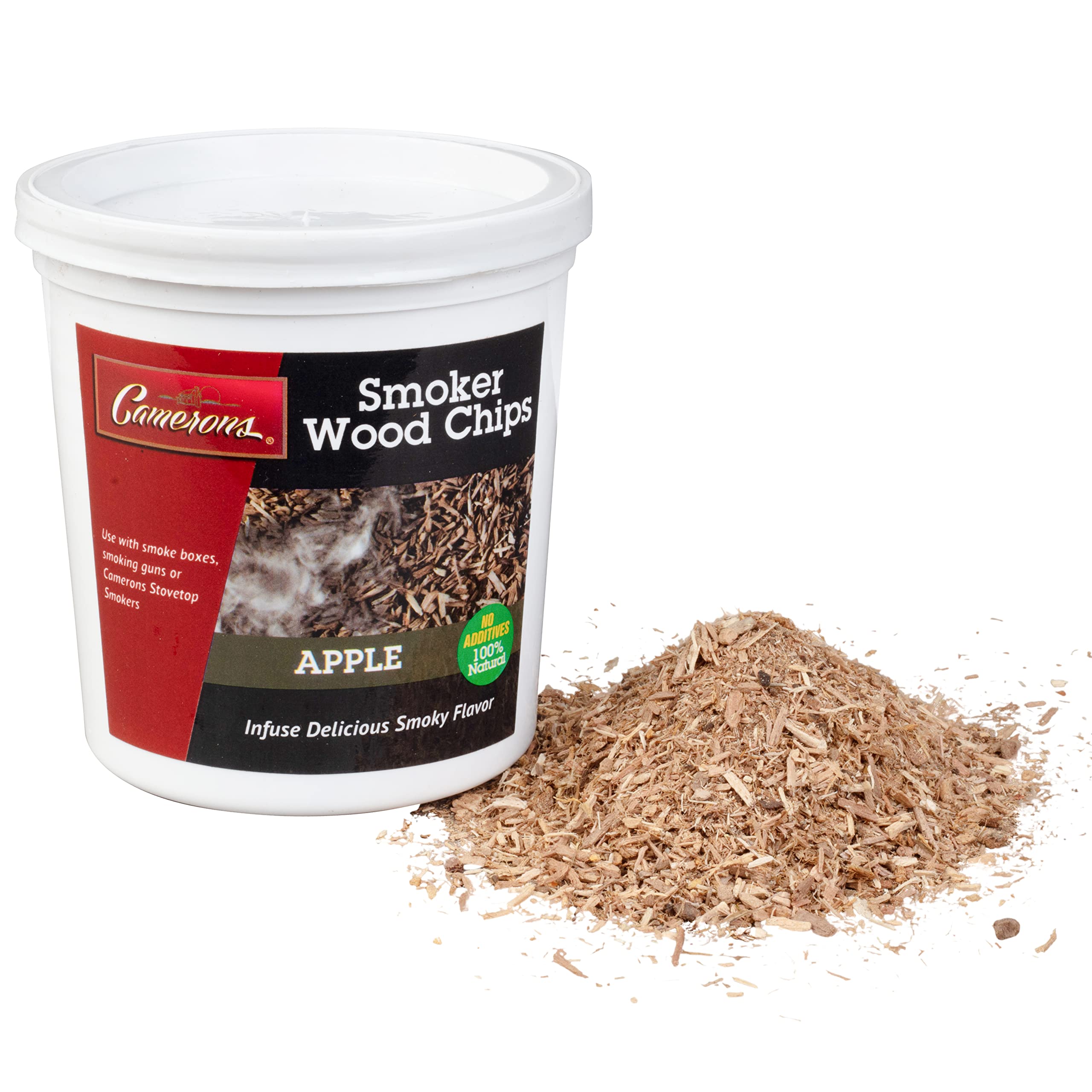 Camerons Apple BBQ wood chips extra fine pour for quick, clean burns and delicate smoke