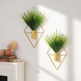 Canlierr gold wall planter with triangle geometry enhances modern decor for entryways