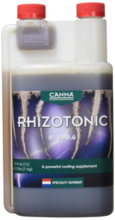 Canna Rhizotonic bottle front supports vigorous root growth for cuttings.
