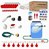Canvino automatic waterer system setup shows simple tap connection for continuous water