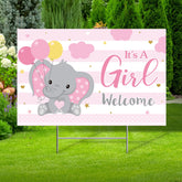 Capoda it's a girl yard sign with pink elephants for outdoor baby shower decor