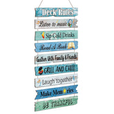 Capoda deck rules sign wood wall art for outdoor patio and porch.
