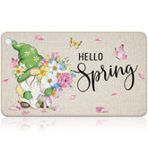 Capoda Hello Spring doormat with gnomes and flowers traps dirt at the door
