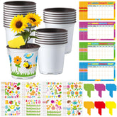 Capoda round flower pots kit with durable plastic pots for classroom crafts.
