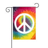 Caqqweiz Tie Dye Peace Flag front view with vibrant double-sided print for outdoor decoration.