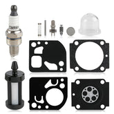 CARBBIA carburetor kit front view with rebuild components for Stihl models.