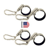 CARDCONVEX flagpole clip with carabiner and metal bracket for secure mounting.