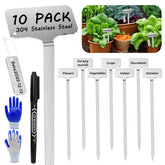 CareForge 304 stainless steel plant markers close-up showing rust-proof durability for outdoor gardens.