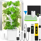 Carpathen hydroponic tower top view shows compact footprint for indoor herb gardening.