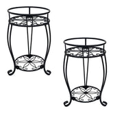 Casimr 2-pack plant stand, two-tier black, keeps patio greenery organized and accessible.