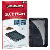 Catchmaster 8 glue traps packaged for easy setup